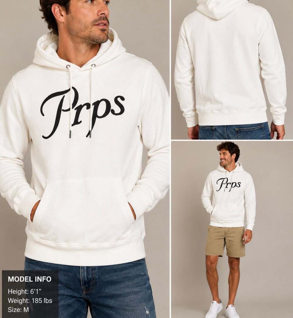 PRPS Goods & Co Men’s White Logo Pullover Hoodie Size M NWT $178 MSRP